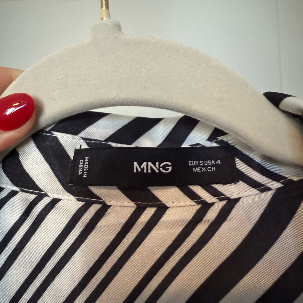 Mango Black and White Striped Long Sleeve Dress - Picture 3 of 3